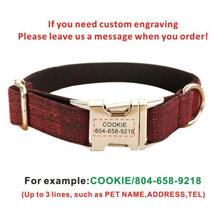 Free Engraving Pet Collar Plaid Suit Faber Custom Name ID Tag Adjustable Collars Lead Leash Set Personalized Dog Collars